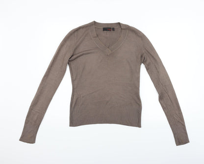 Front view of Next women’s brown jumper, size UK 8
