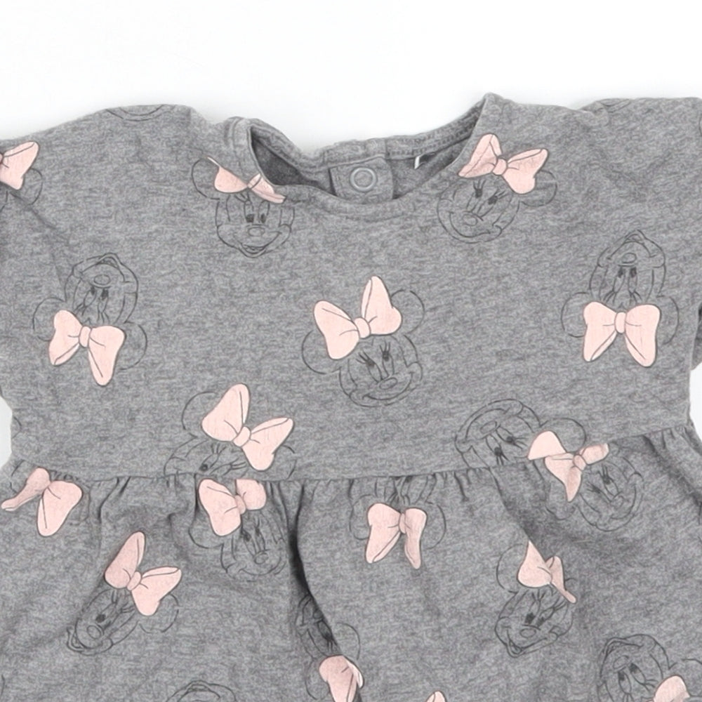 George Girls Grey Geometric  Skater Dress  Size 3-6 Months  - Minnie Mouse