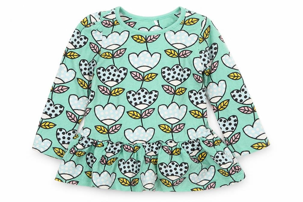 Mini Club Girls Green Floral  Shirt Dress  Size 9-12 Months