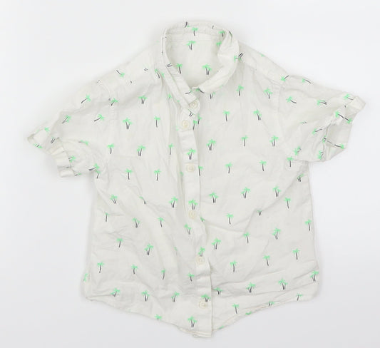 Matalan Boys White   Basic Button-Up Size 3-4 Years  - Palm Trees