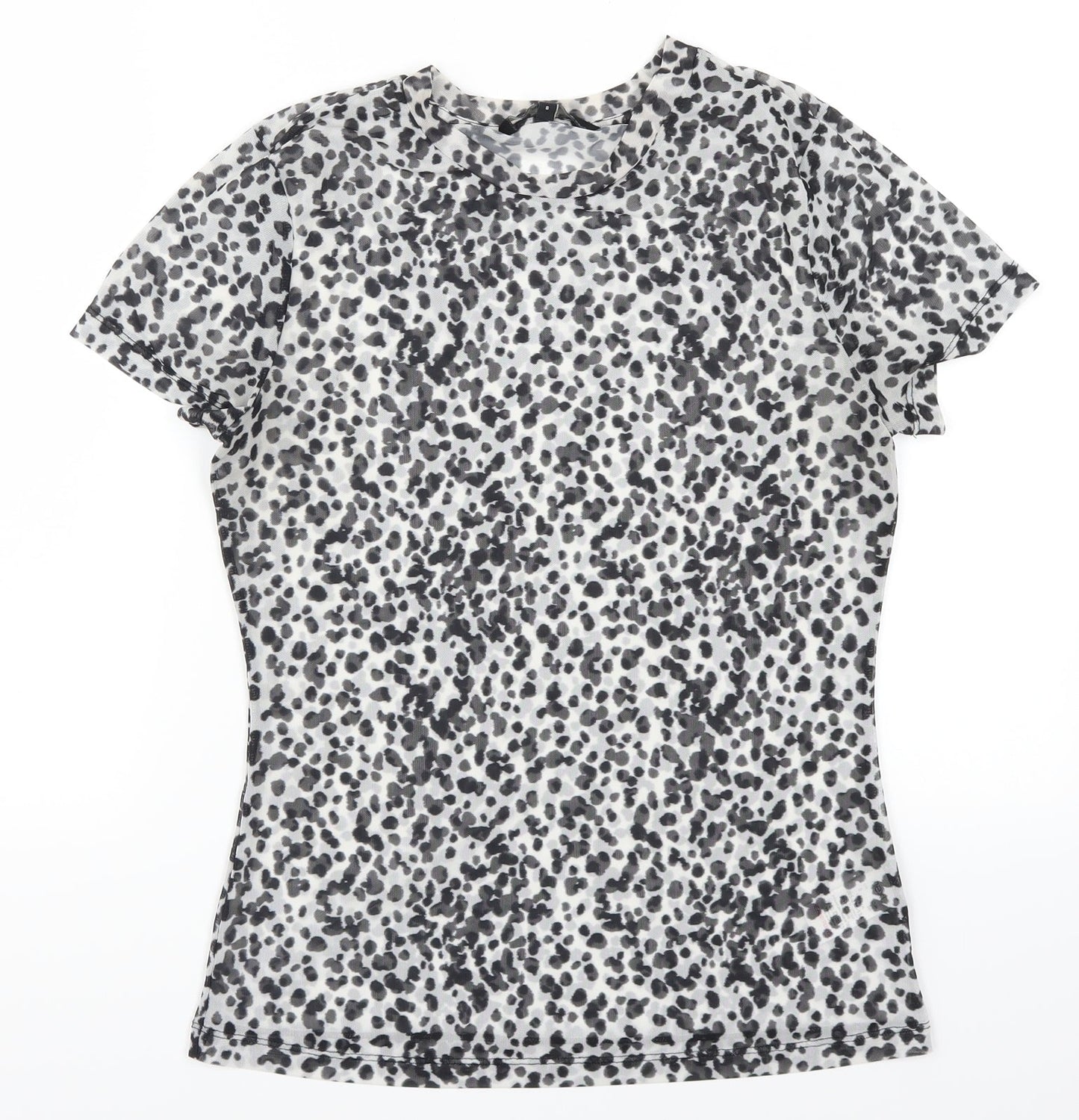 NEXT Womens Grey Animal Print Mesh Basic T-Shirt Size 8