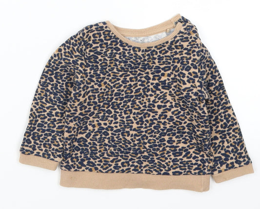 TU Girls Brown Animal Print  Basic T-Shirt Size 3-6 Months