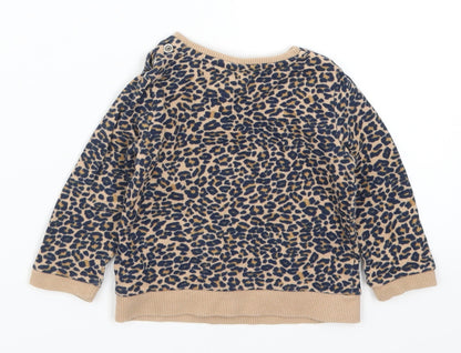 Back view of Tu girls’ brown animal print basic t-shirt, size 3-6, months