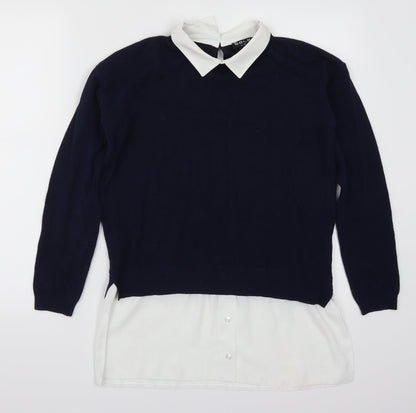 Front view of Select women’s blue jumper, size UK 12