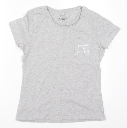 Primark Womens Grey Solid  Top Pyjama Top Size 10  - Believe in Yourself