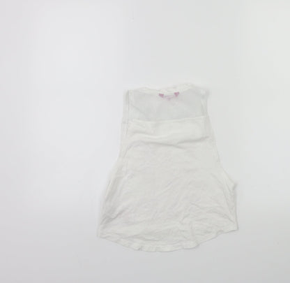 Back view of Pineapple girls’ white basic tank, size 5-6, years