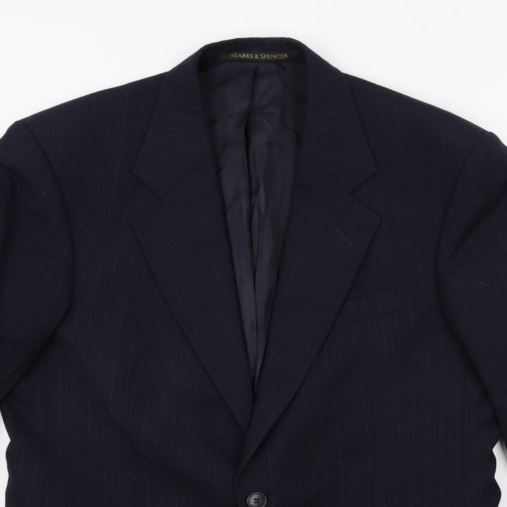 Marks and Spencer Mens Blue Striped  Jacket Suit Jacket Size 38