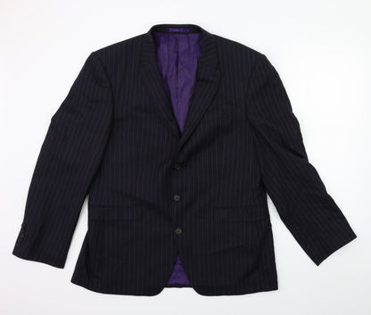 Additional front view of Next men’s blue striped jacket suit jacket, size 42