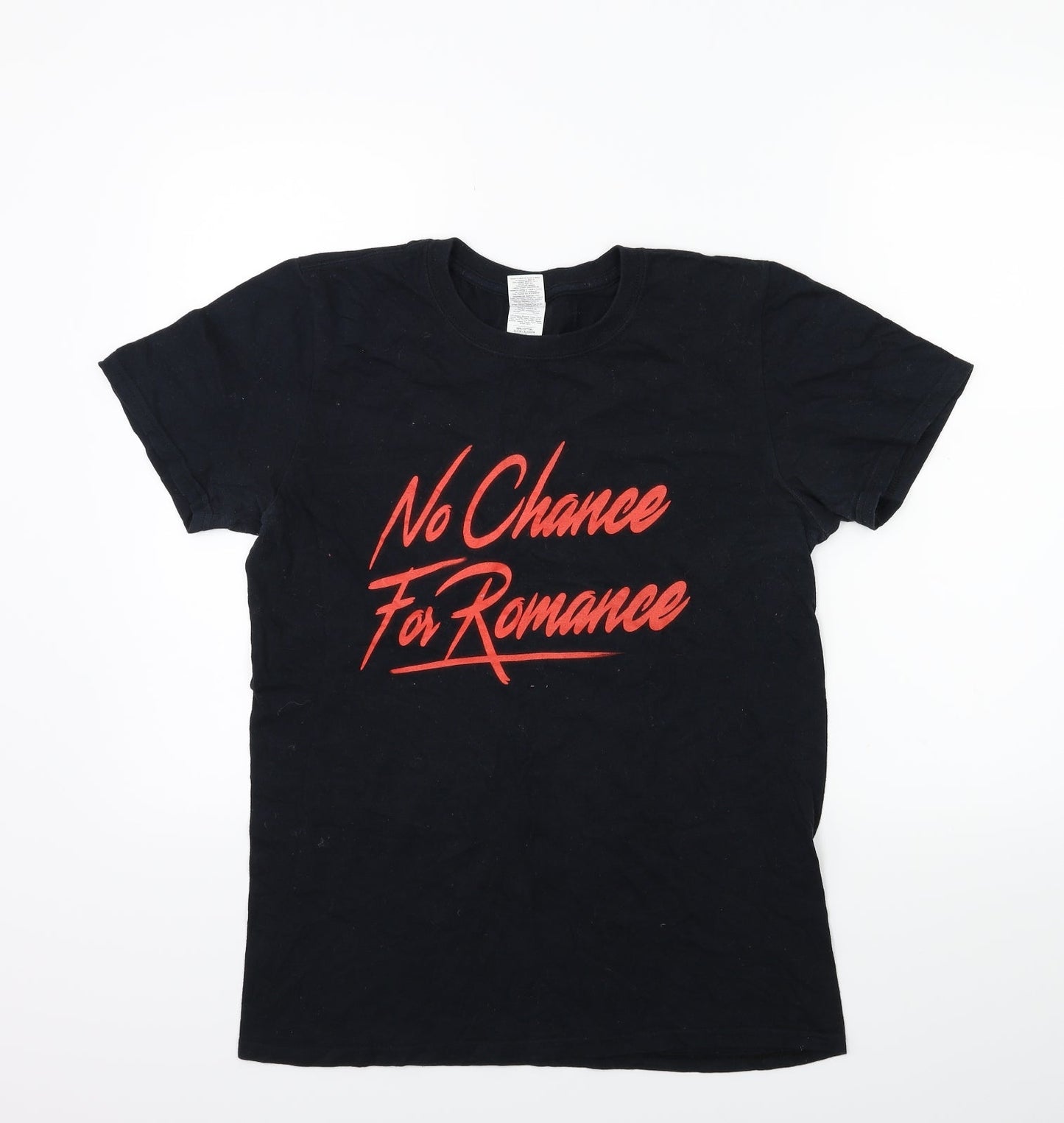 Gildan Womens Black   Basic T-Shirt Size S  - NO ROMANCE