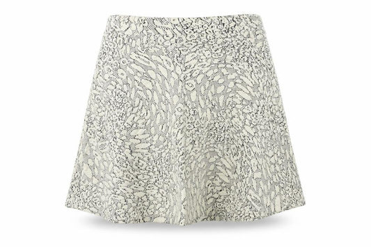 Front view of Topshop women’s beige flare skirt, size UK 8