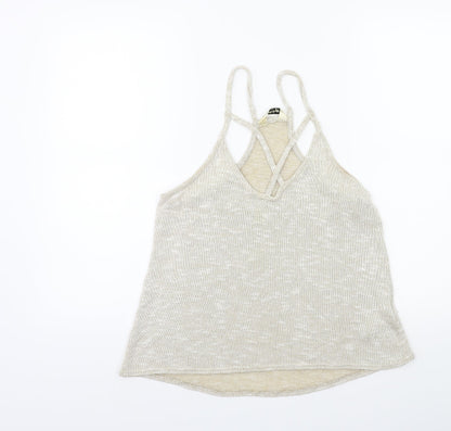Additional front view of Miss Selfridge women’s beige basic tank, size UK 6
