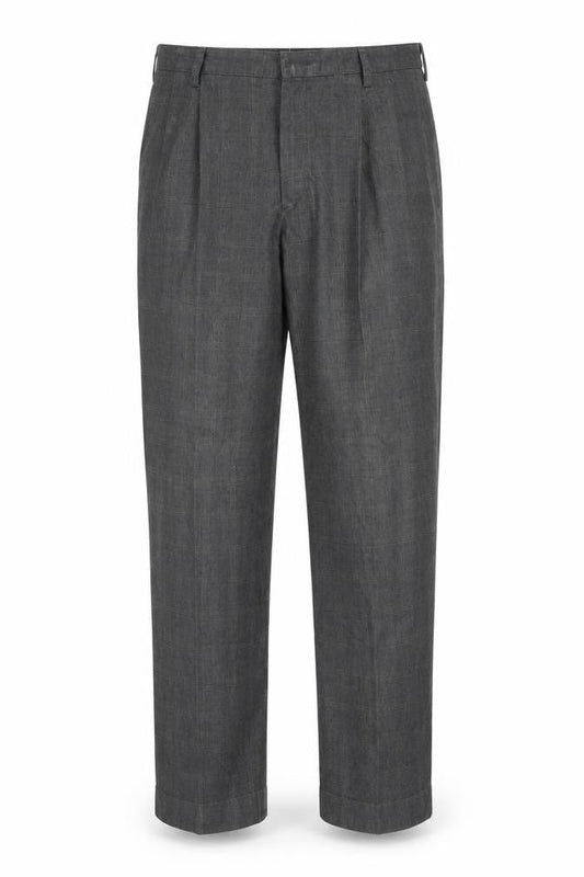 Front view of Preworn men’s green trousers, size 34, in, 29-inch leg