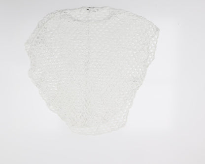 Back view of Cameo Rose women’s white basic t-shirt, size M