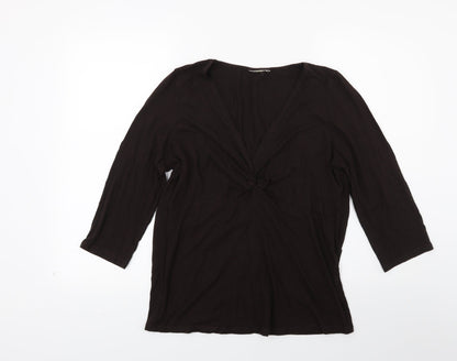 Front view of Preworn women’s brown tunic blouse, size UK 16