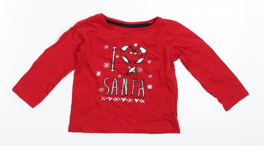 Primark Girls Red   Basic T-Shirt Size 12-18 Months  - christmas