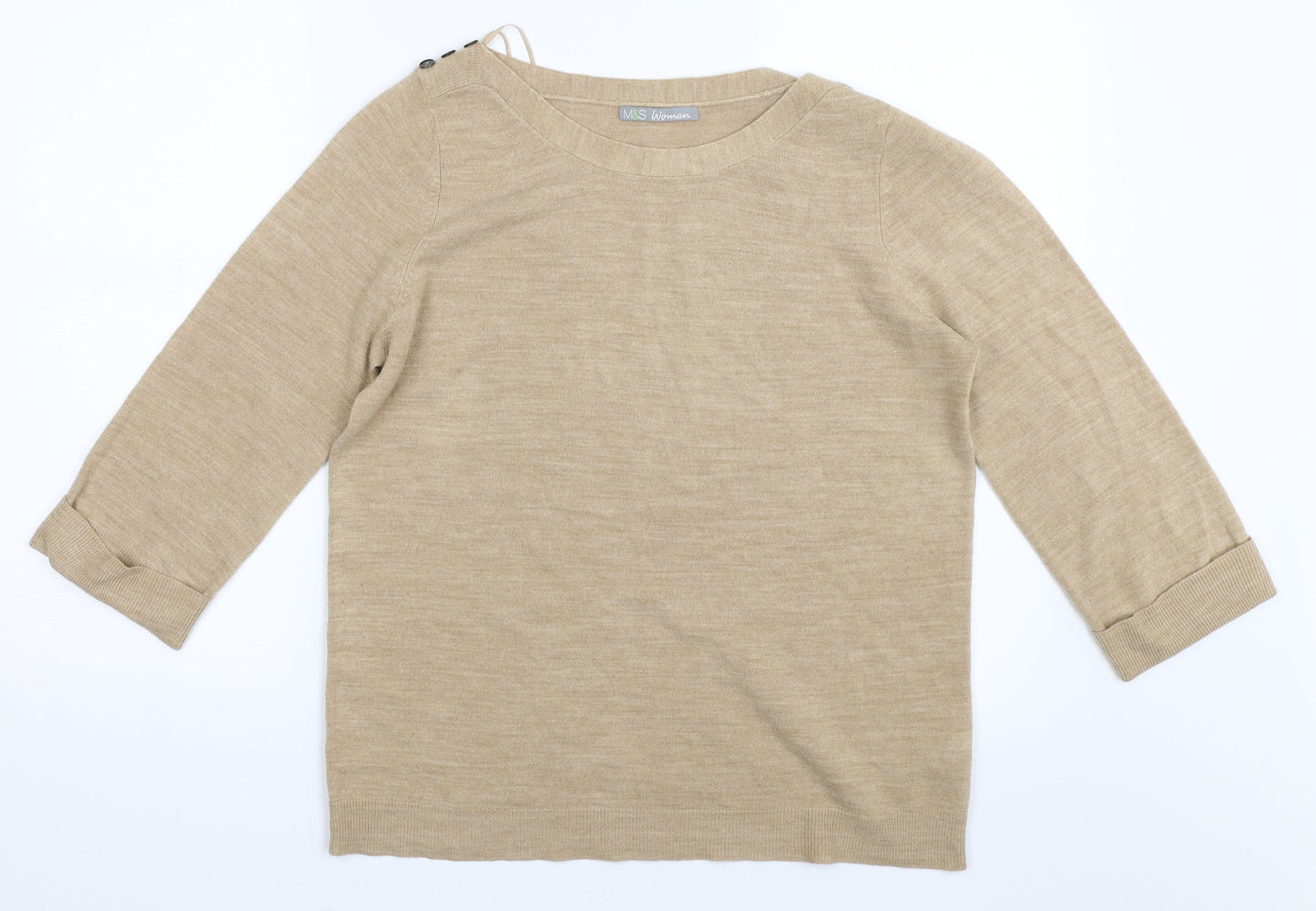 Marks and Spencer Womens Beige   Pullover Jumper Size 16