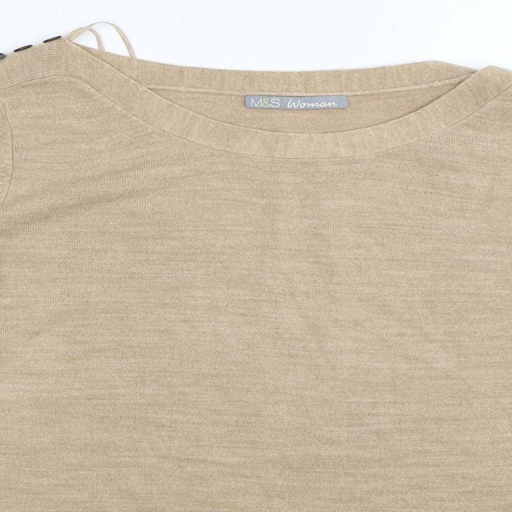 Marks and Spencer Womens Beige   Pullover Jumper Size 16