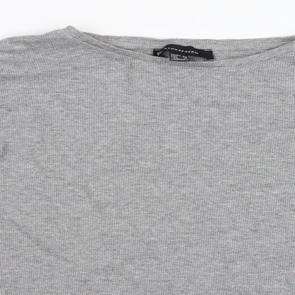 Close-up detail of Atmosphere women’s grey basic t-shirt, size UK 20