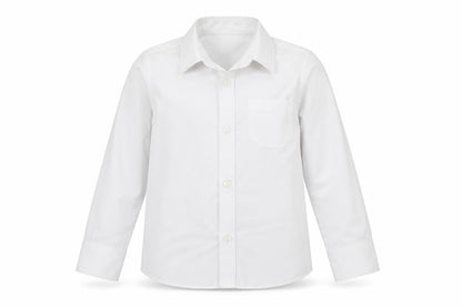 Front view of Marks & Spencer girls’ white basic button-up, size 4-5, years