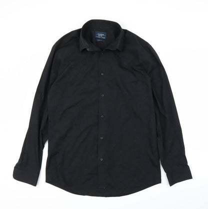 Additional front view of F&F men’s black button-up, size 15.5