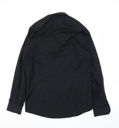 Back view of F&F men’s black button-up, size 15.5