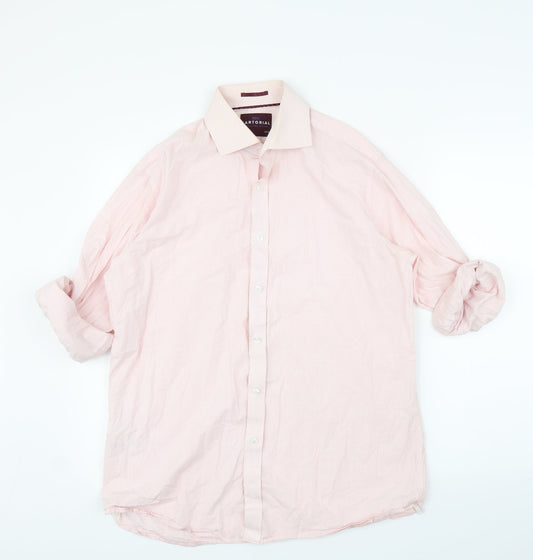 M&S Mens Pink    Button-Up Size 15.5