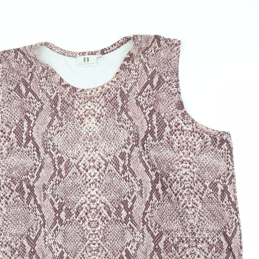 BB Womens Pink Animal Print  Basic Tank Size 2XL  - Snake print