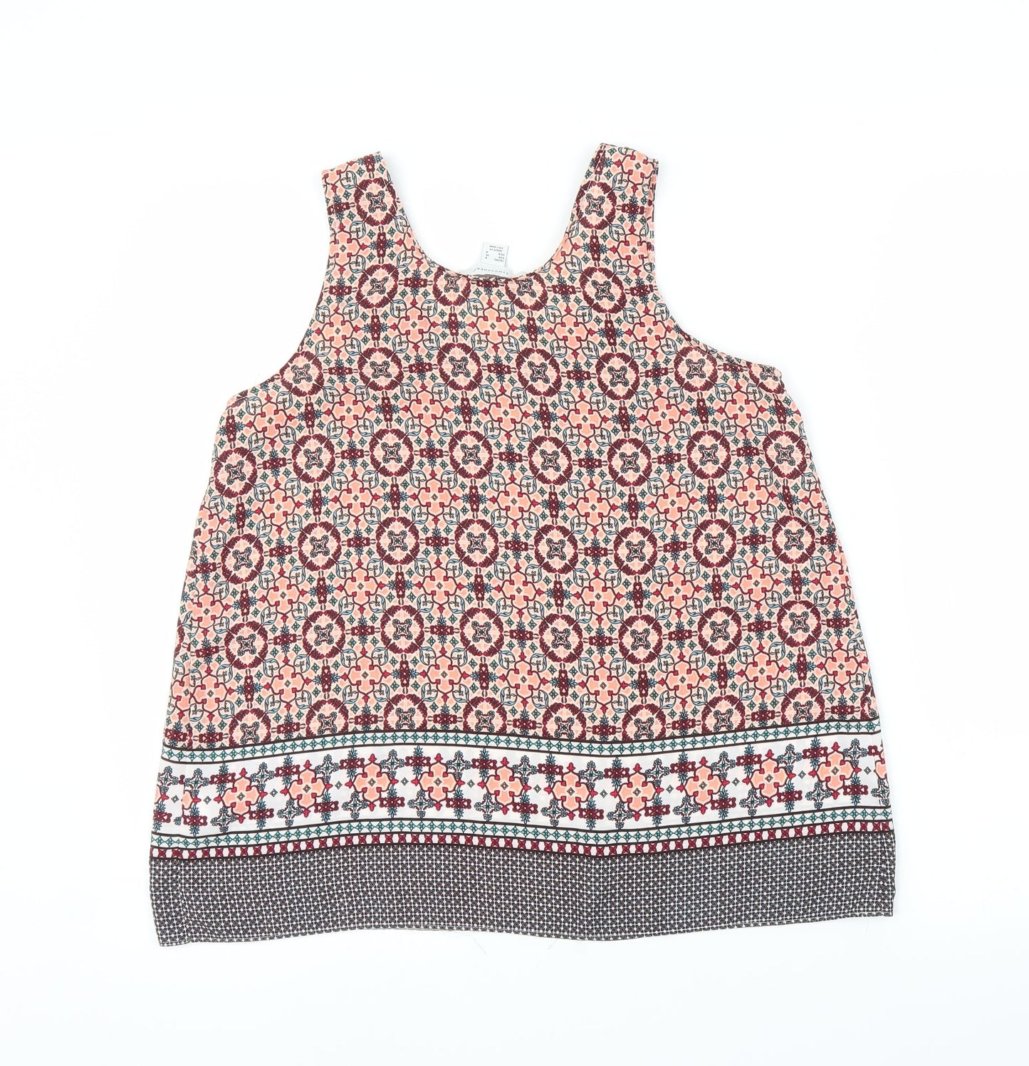 Primark Womens Orange Geometric  Basic Blouse Size 8