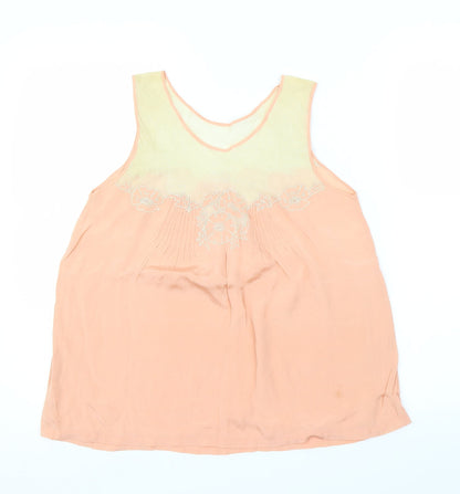 Additional front view of Preworn women’s pink floral basic blouse, size M
