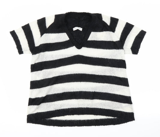 Topshop Womens Black Striped  Pullover Jumper Size 10