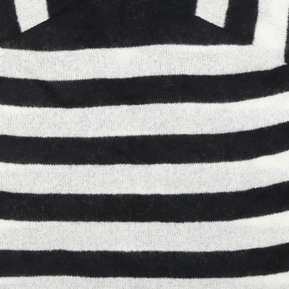Brand and care label for Topshop women’s black striped jumper, size UK 10