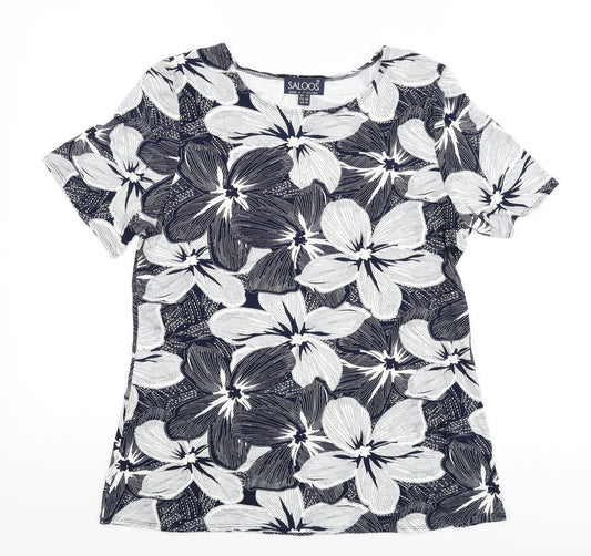 Saloos Womens Blue Floral  Basic T-Shirt Size 14