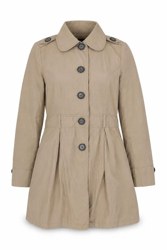 Front view of Papaya women’s brown overcoat coat, size UK 12