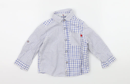 Mothercare Baby White Check  Basic Button-Up Size 9-12 Months
