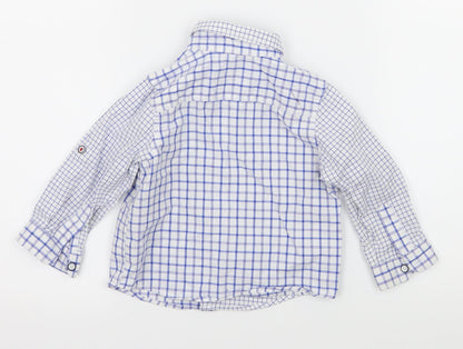 Back view of Mothercare Baby White Check Basic Button-Up, size 9-12, Months