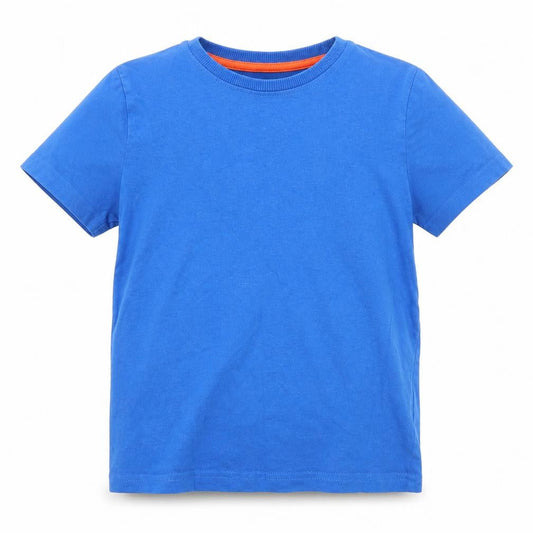 Front view of B Collection boys’ blue jersey basic t-shirt, size 4, years