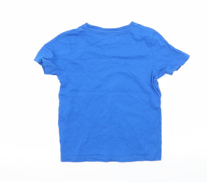 Back view of B Collection boys’ blue jersey basic t-shirt, size 4, years