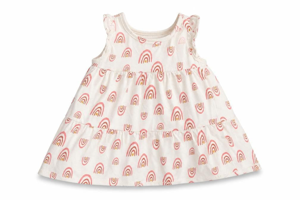 Primark Girls White Geometric Jersey Tank Dress  Size 6-9 Months