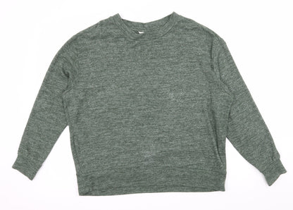 Additional front view of H&M women’s green knit pullover hoodie, size M