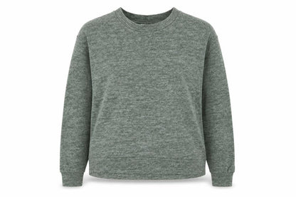 Front view of H&M women’s green knit pullover hoodie, size M