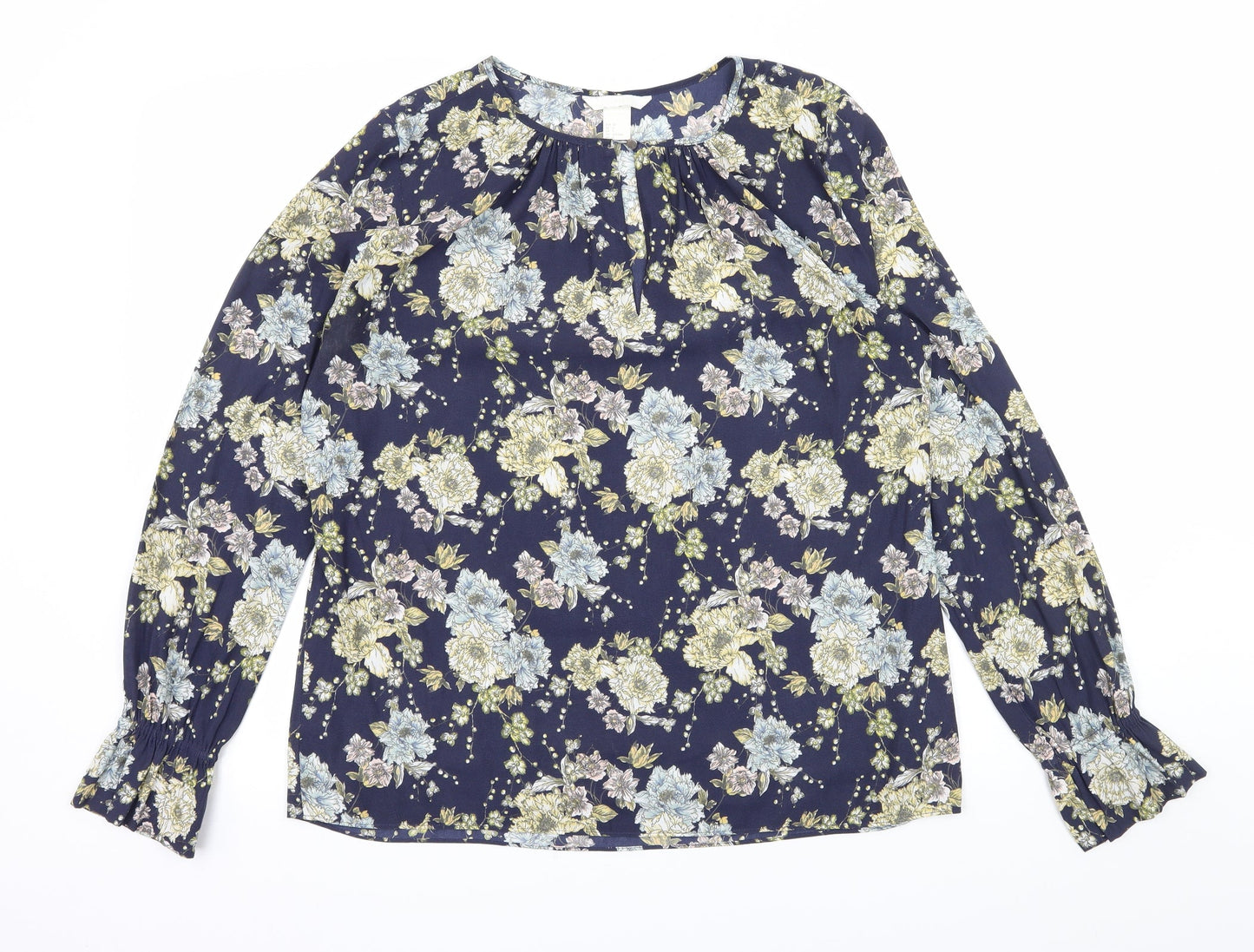 H&M Womens Blue Floral  Basic Blouse Size 8