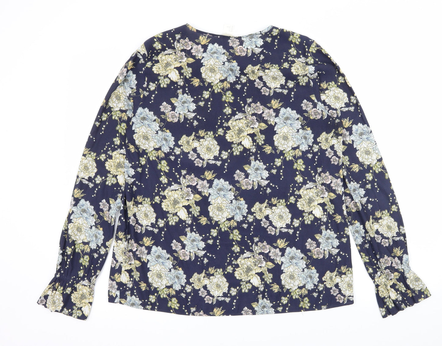 H&M Womens Blue Floral  Basic Blouse Size 8