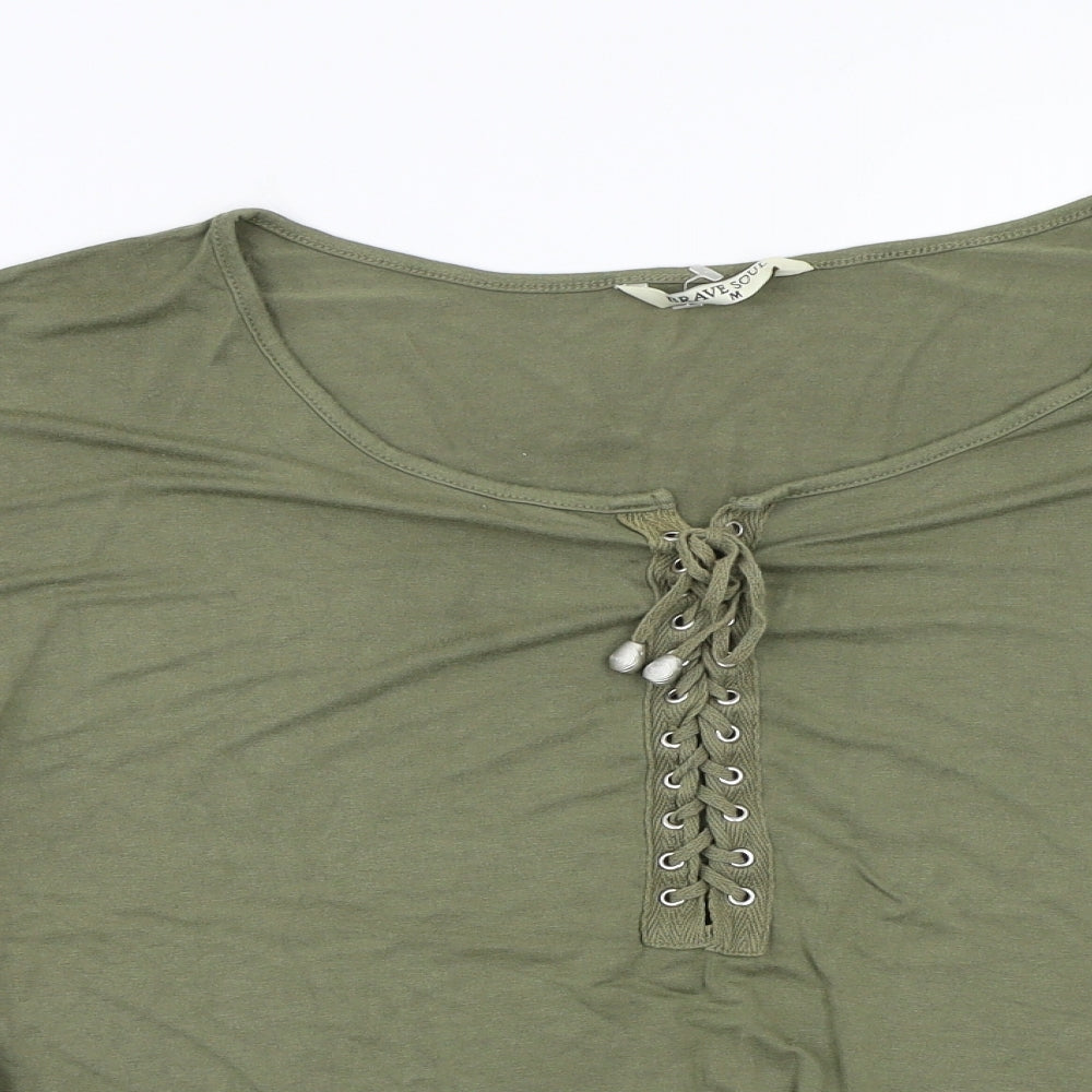 Brave Soul Womens Green   Basic T-Shirt Size M