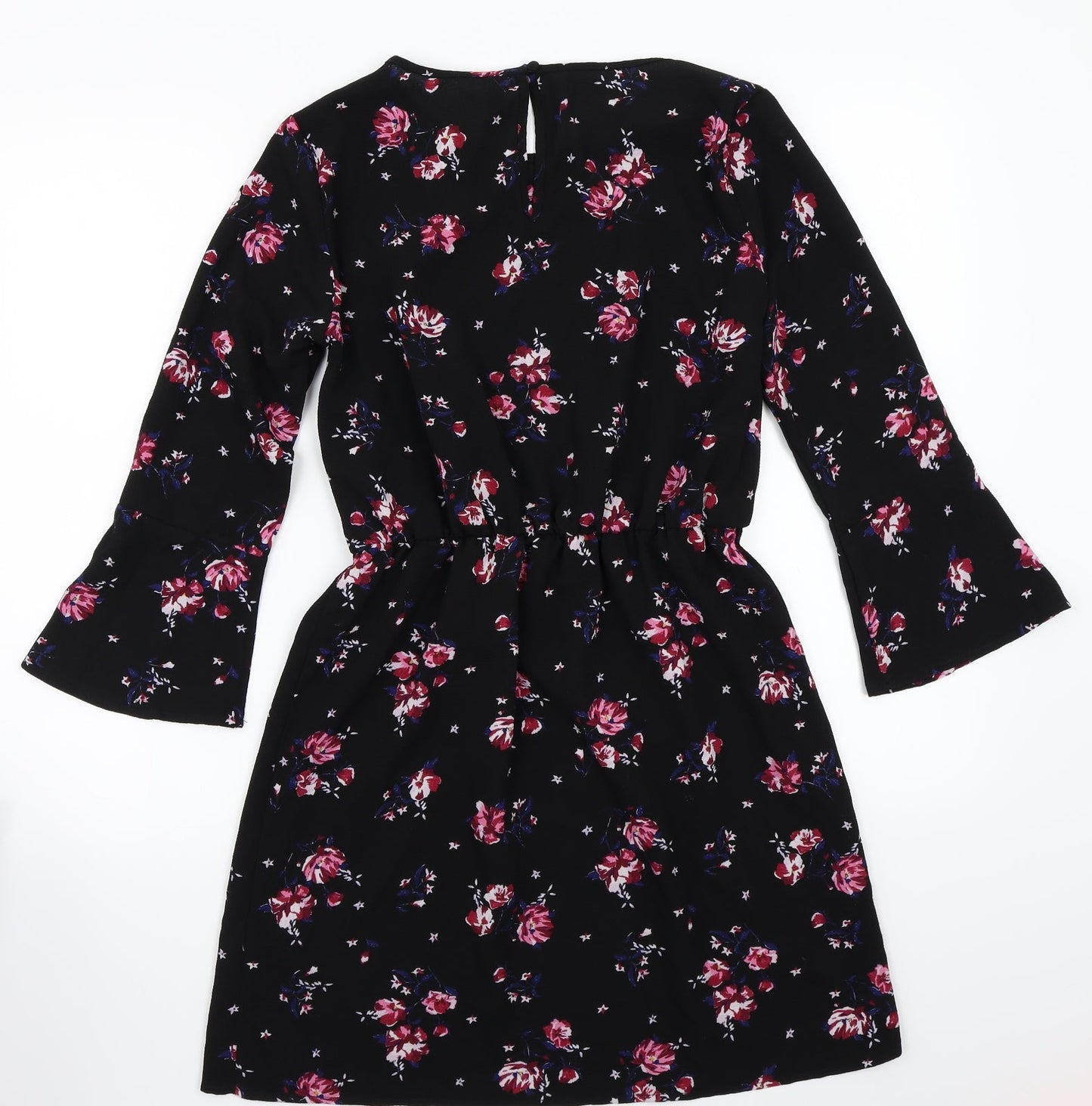 H&M Womens Black Floral Rayon A-Line  Size 4