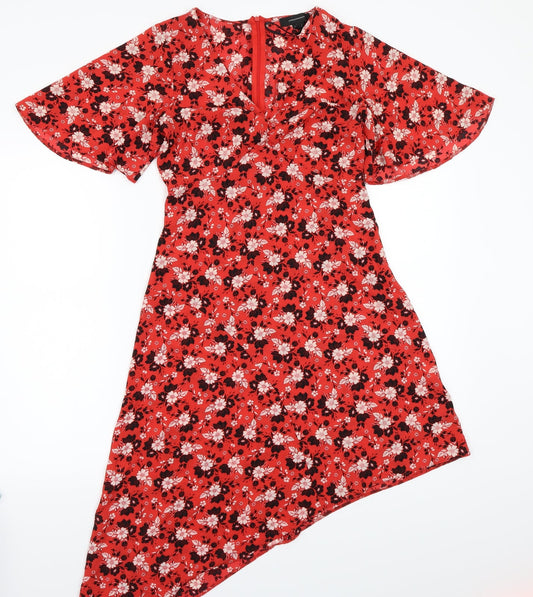 Priimark Womens Red Floral  A-Line  Size 8