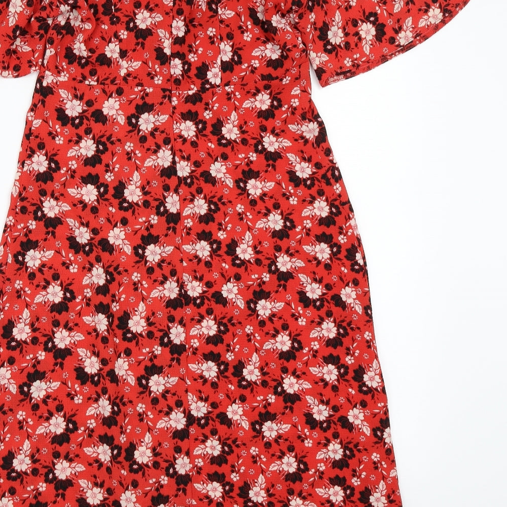 Priimark Womens Red Floral  A-Line  Size 8