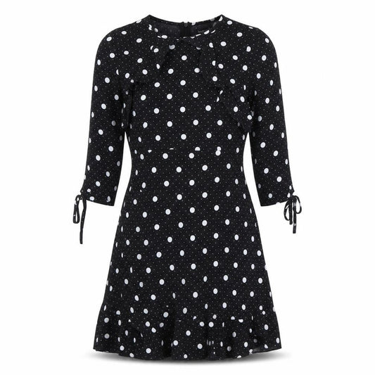 Boohoo Womens Black Polka Dot  A-Line  Size 6