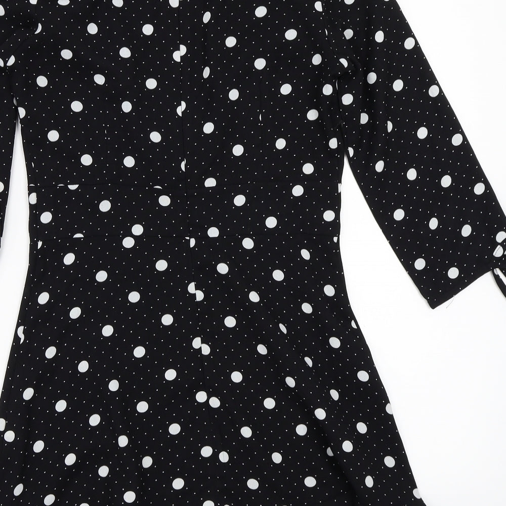 Boohoo Womens Black Polka Dot  A-Line  Size 6