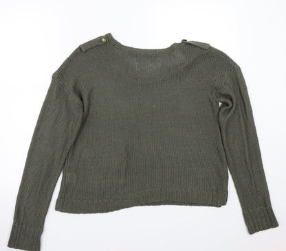 Back view of Internationale women’s green jumper, size UK 14