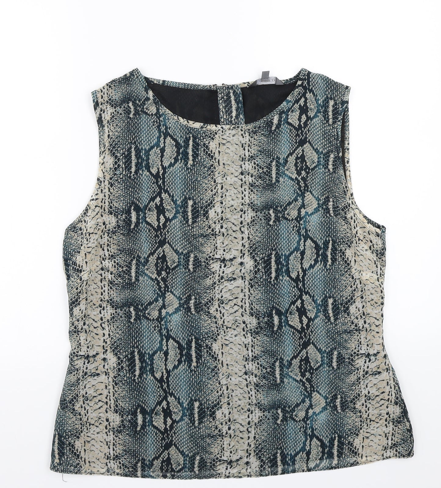 Limited Womens Blue Animal Print  Basic T-Shirt Size 14